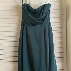 Deep teal strapless short bubble dress